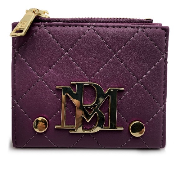 Badgley Mischka Handbags - Badgley Mischka Quilted Plum Short Card Wallet